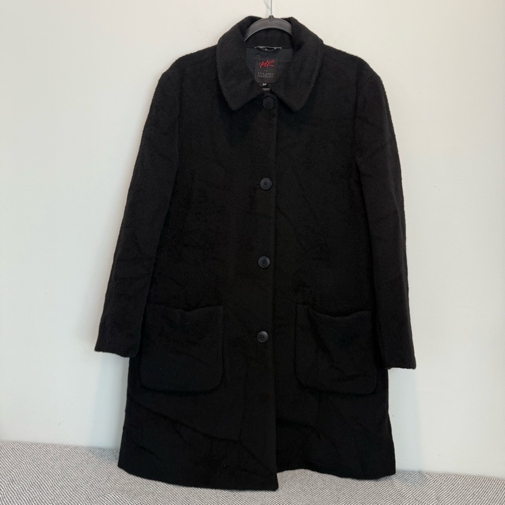 Hilary Radley Baby Llama Wool Blend Overcoat Women 14 Black Incalpaca Jacket